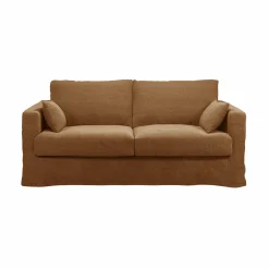 Canapé lin déhoussable Martigues - Caramel - 3 places