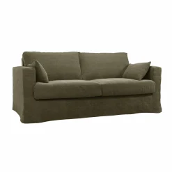 Canapé lin déhoussable Martigues - Vert Kaki - 3 places