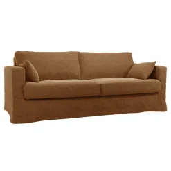 Canapé lin déhoussable Martigues - Caramel - 4 places