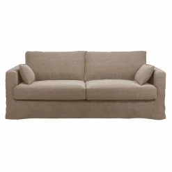 Canapé lin déhoussable Martigues - Naturel - 3 places