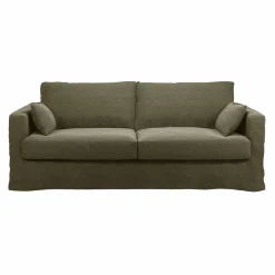 Canapé lin déhoussable Martigues - Vert Kaki - 4 places