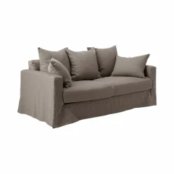 Canapé lin déhoussable Moëze - Gris - 2 places