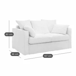 Canapé lin déhoussable Moëze - Gris - 2 places