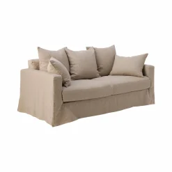 Canapé lin déhoussable Moëze - Naturel - 3 places