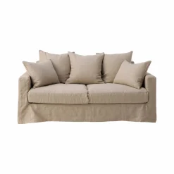 Canapé lin déhoussable Moëze - Naturel - 3 places