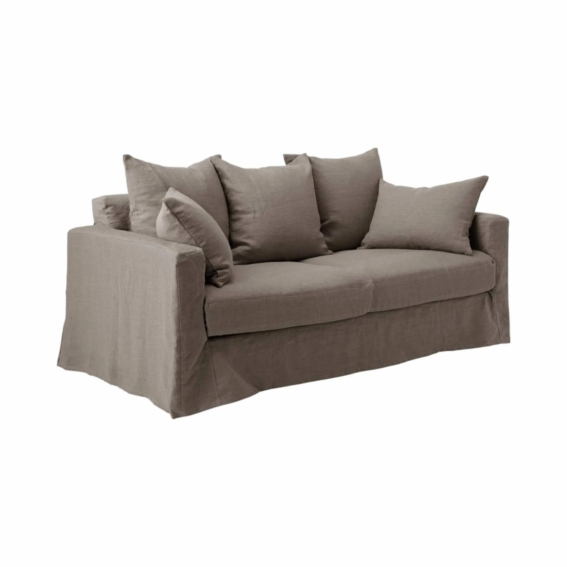 Canapé lin déhoussable Moëze - Gris - 3 places