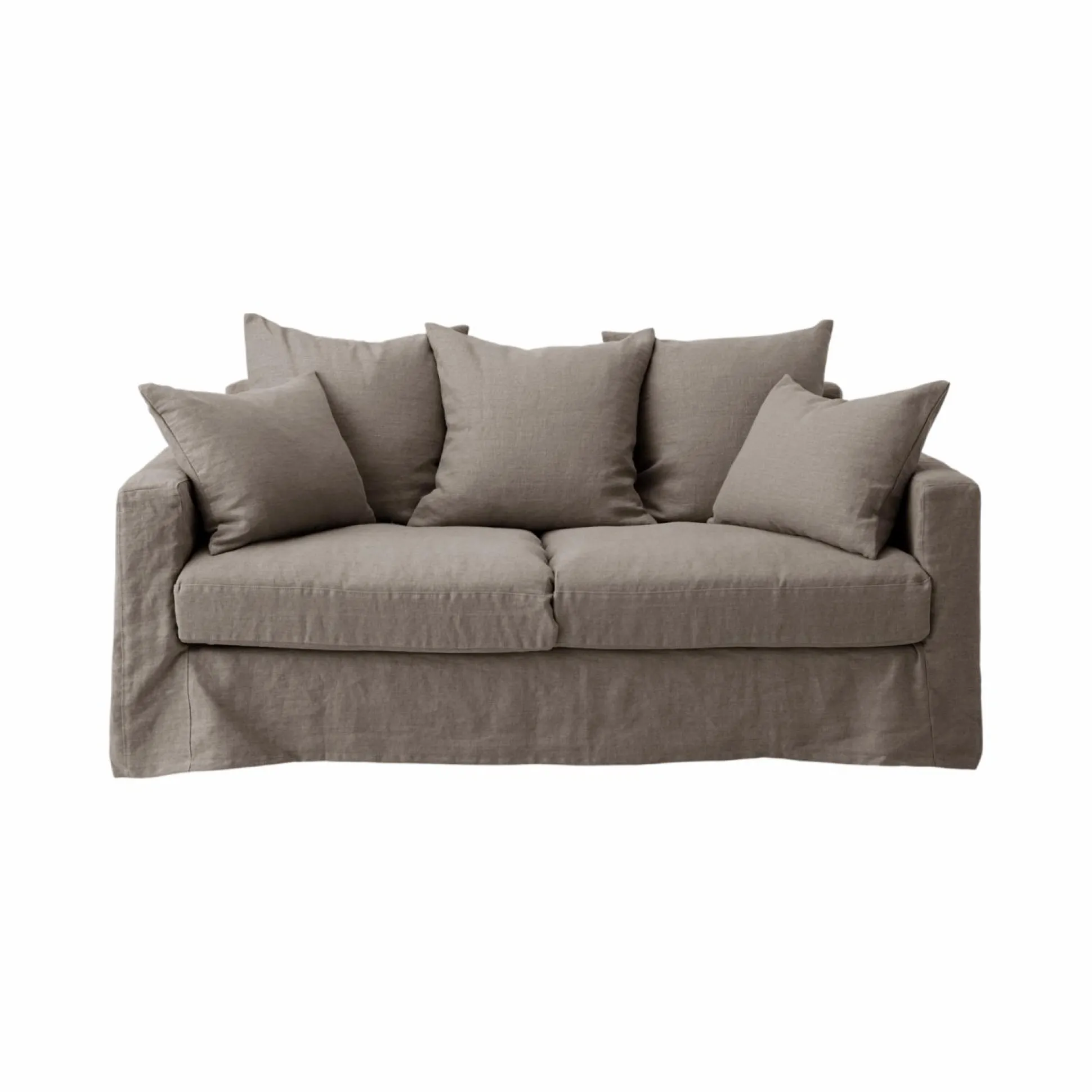 Canapé lin déhoussable Moëze - Gris - 3 places