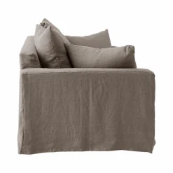 Canapé lin déhoussable Moëze - Gris - 3 places