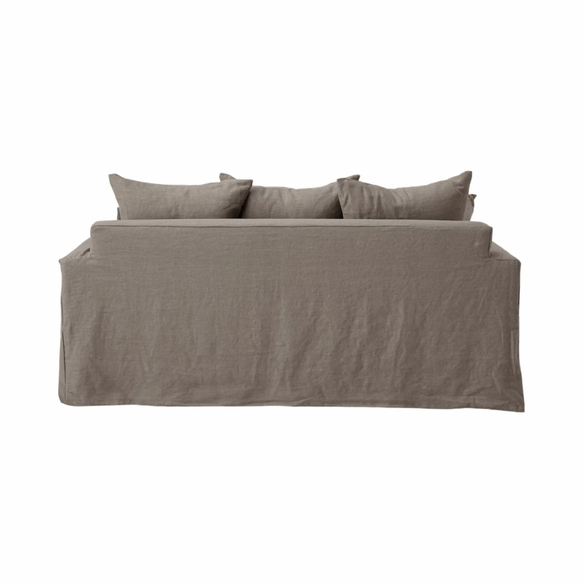 Canapé lin déhoussable Moëze - Gris - 3 places