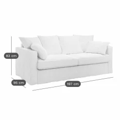 Canapé lin froissé déhoussable Moëze - Vert Kaki - 3 places