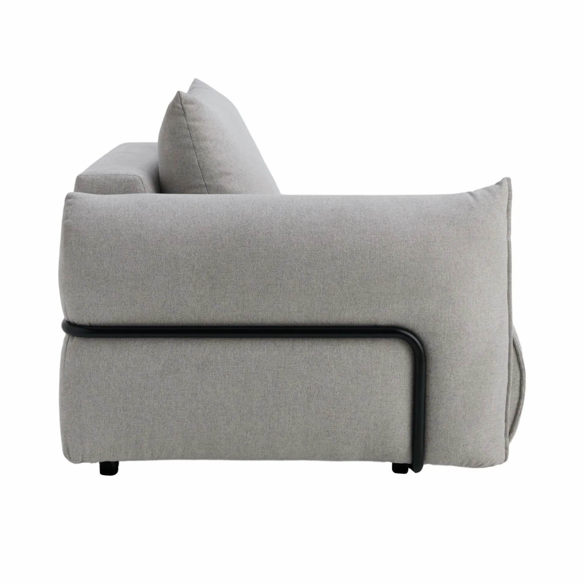 Canapé panoramique tissu Solal - Gris - Méridienne gauche