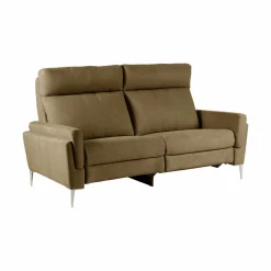 Canapé relax électrique tissu Boston - Kaki - 3 places - relax à droite