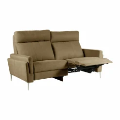 Canapé relax électrique tissu Boston - Kaki - 3 places - relax à droite