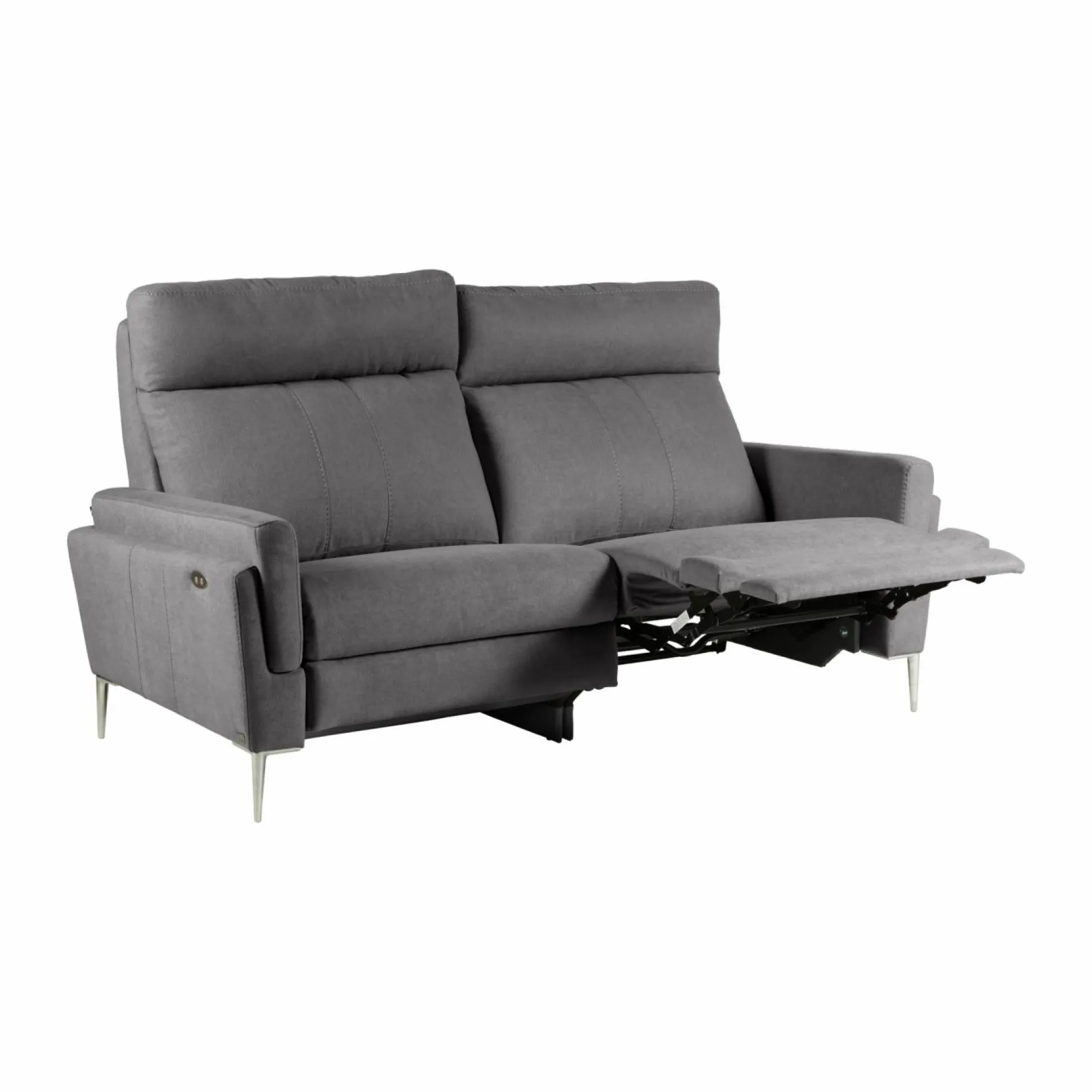 Canapé relax électrique tissu Boston - Ardoise - 3 places