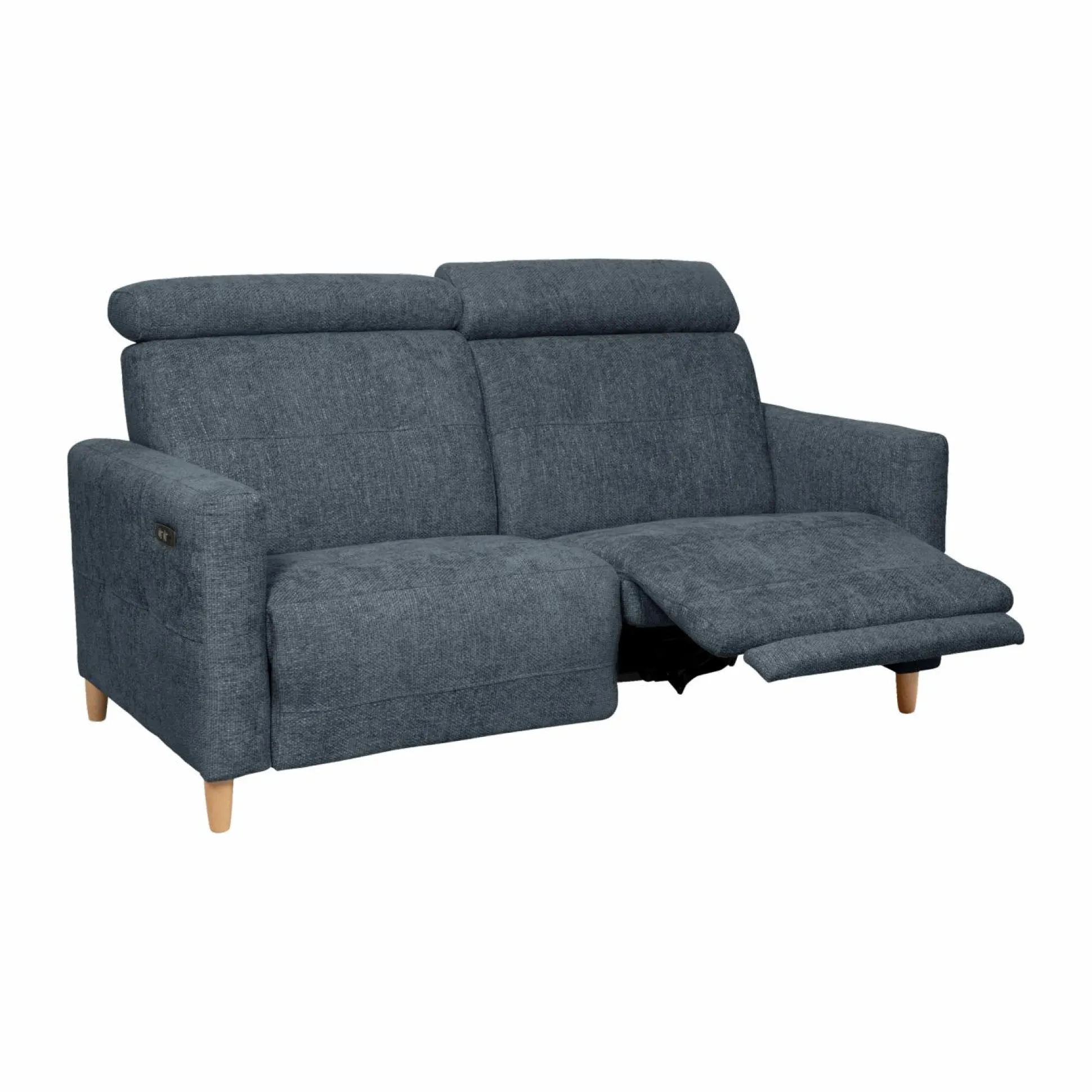 Canapé relax électrique tissu Chambord - Bleu - 3 places