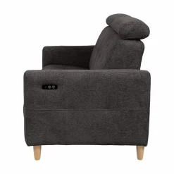 Canapé relax électrique tissu Chambord - Noir - 3 places