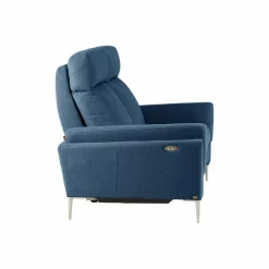 Canapé relax électrique tissu Boston - Bleu Jean - 2 places - relax à gauche
