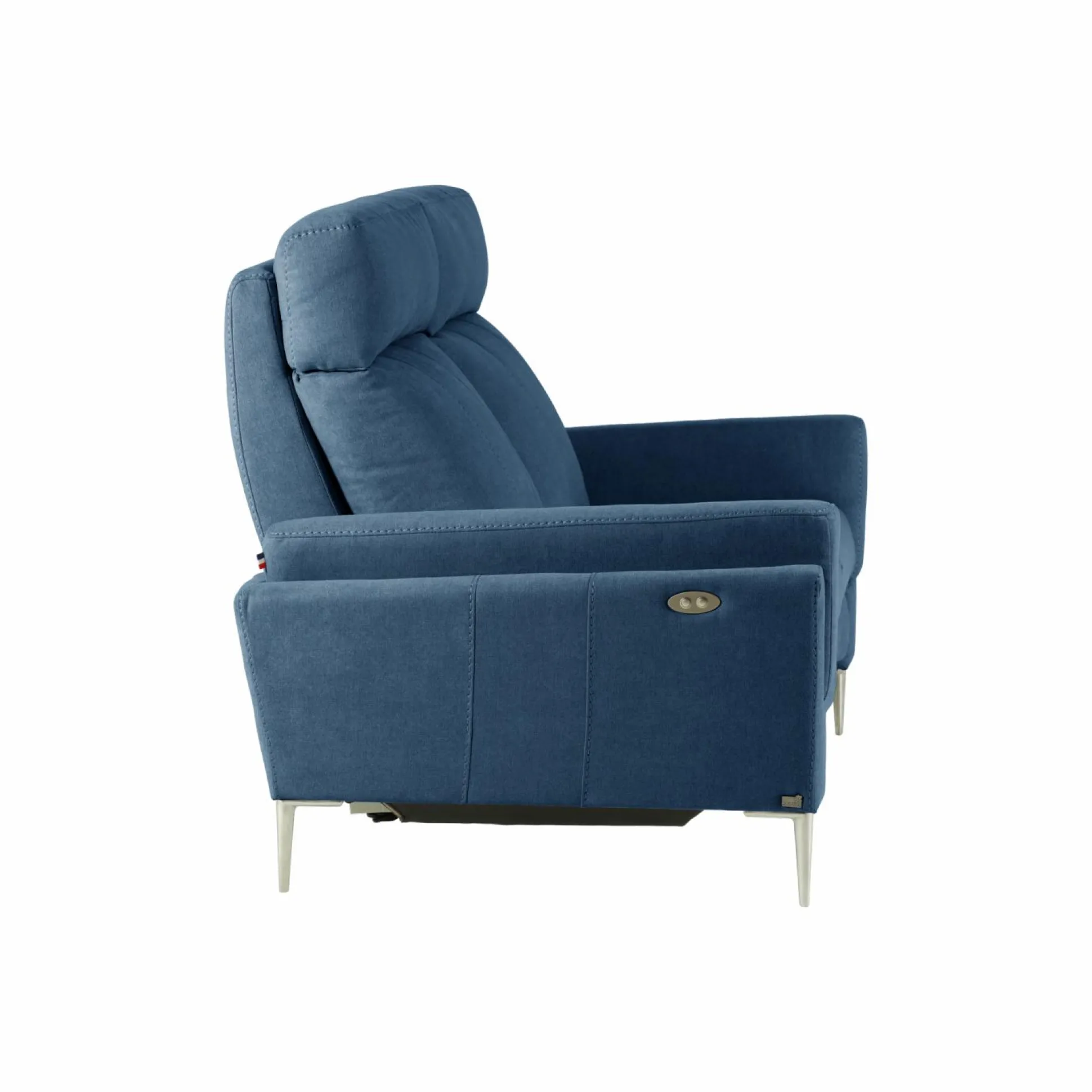Canapé relax électrique tissu Boston - Bleu Jean - 2 places - relax à gauche