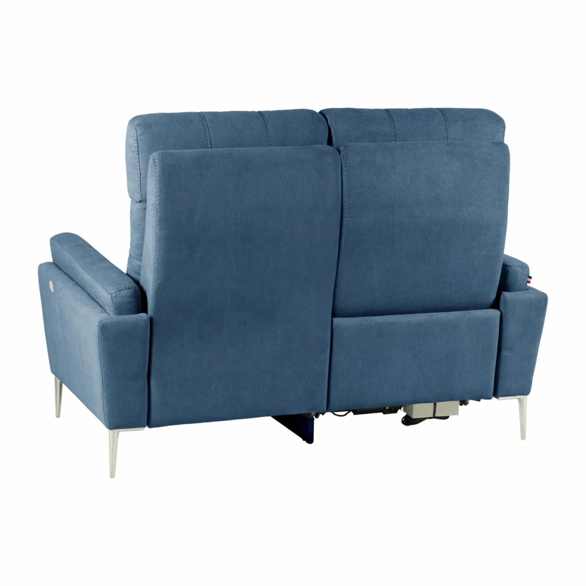 Canapé relax électrique tissu Boston - Bleu Jean - 2 places - relax à gauche