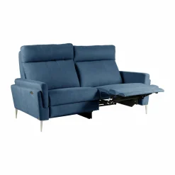Canapé relax électrique tissu Boston - Bleu Jean - 3 places
