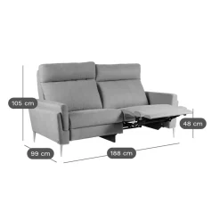 Canapé relax électrique tissu Boston - Bleu Jean - 3 places