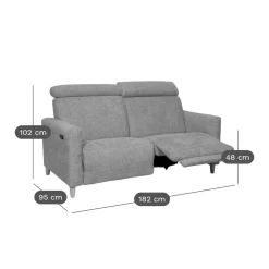 Canapé relax électrique tissu Chambord - Beige - Grand 2 places