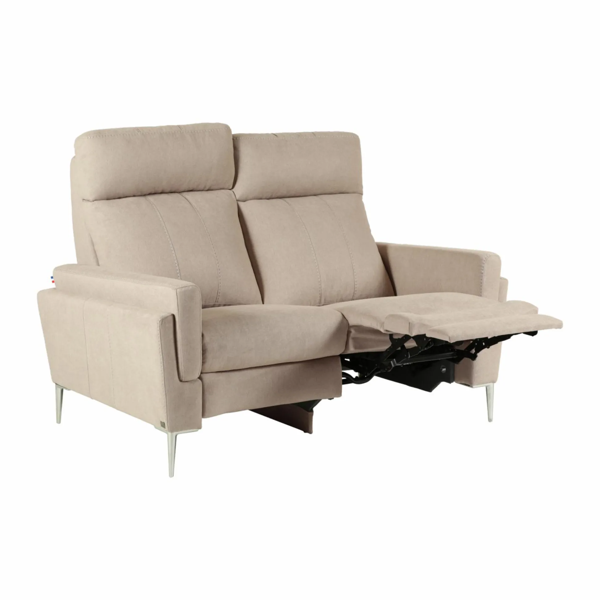 Canapé relax électrique tissu Boston - Naturel - 2 places - relax à droite