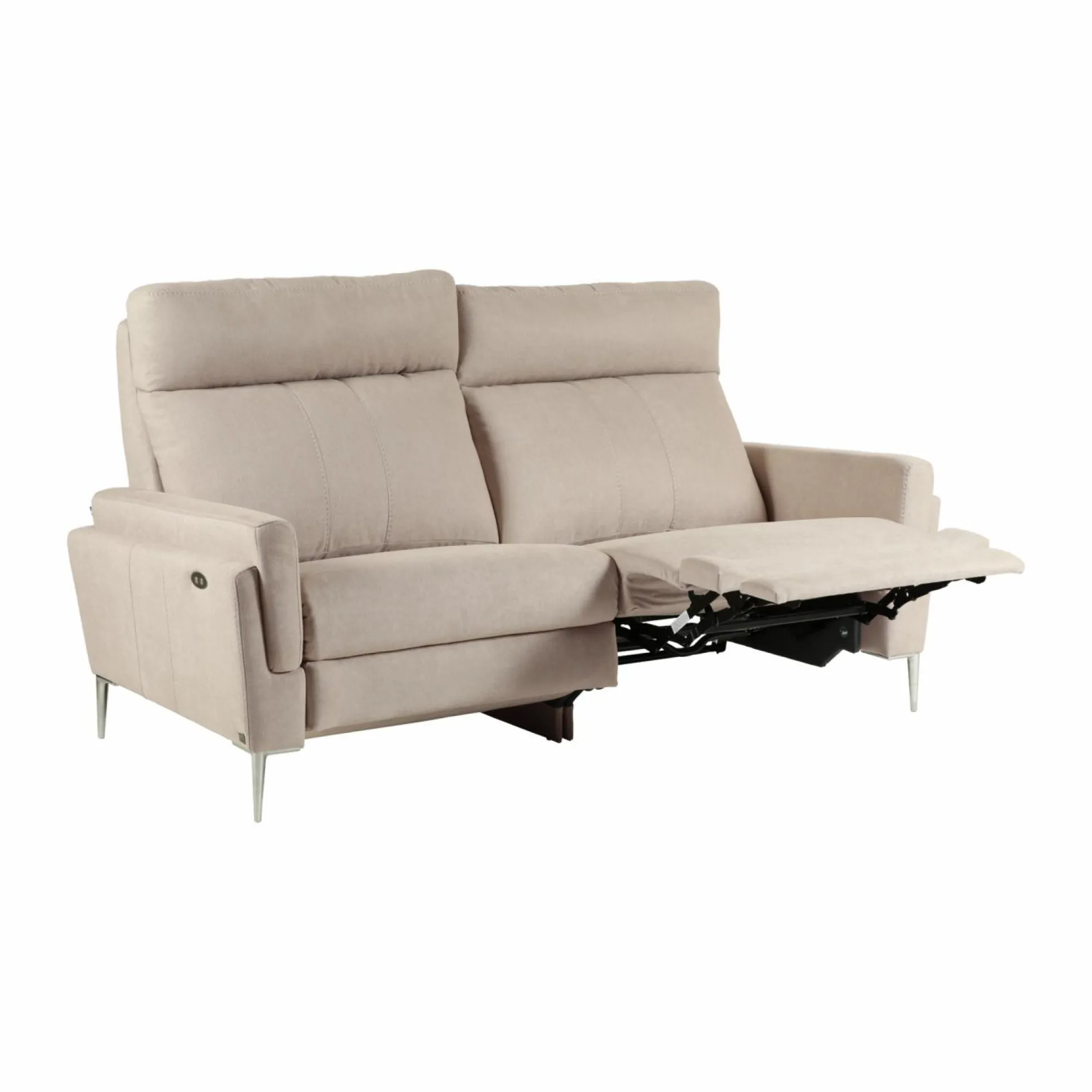 Canapé relax électrique tissu Boston - Naturel - 3 places