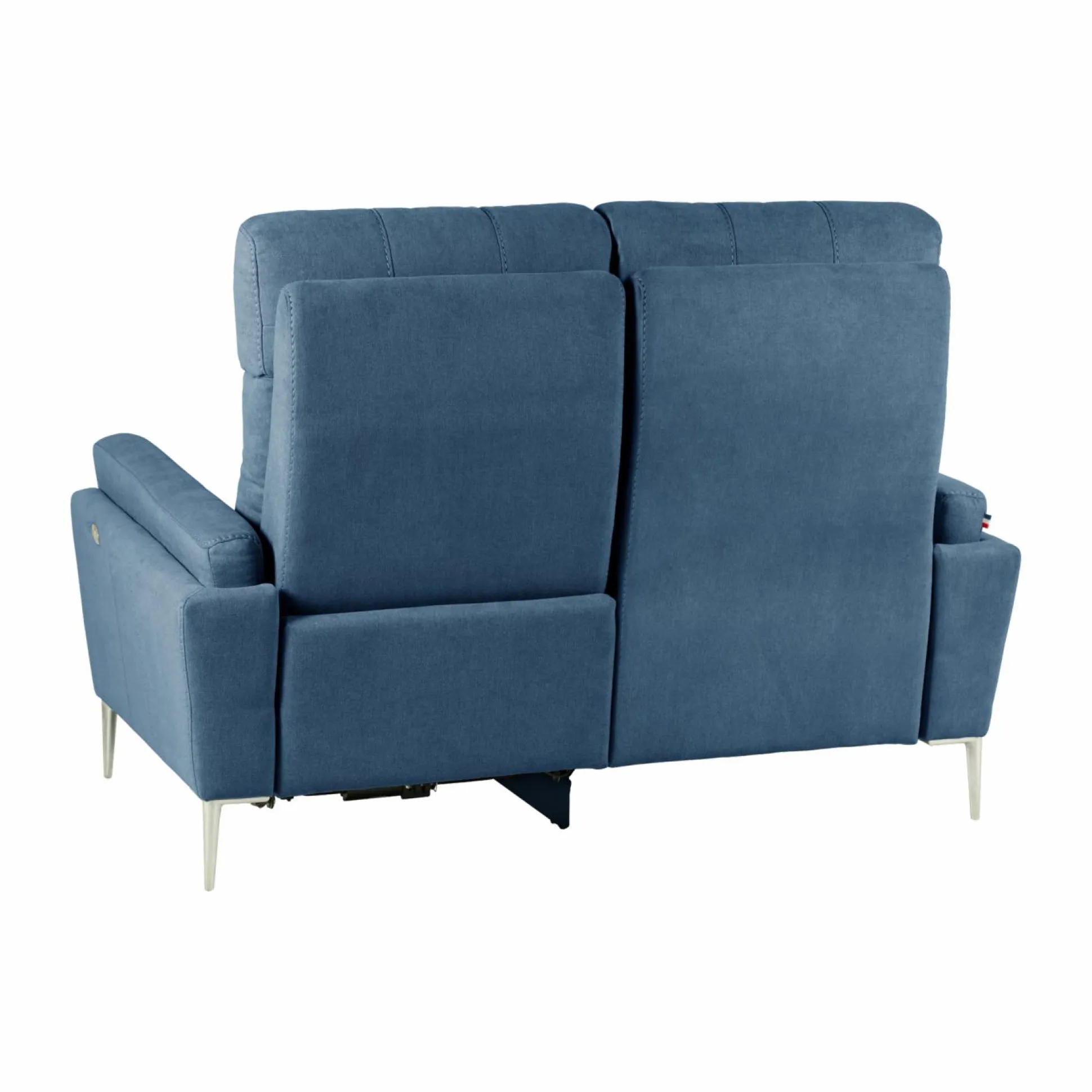 Canapé relax électrique tissu Boston - Bleu Jean - 2 places - relax à droite