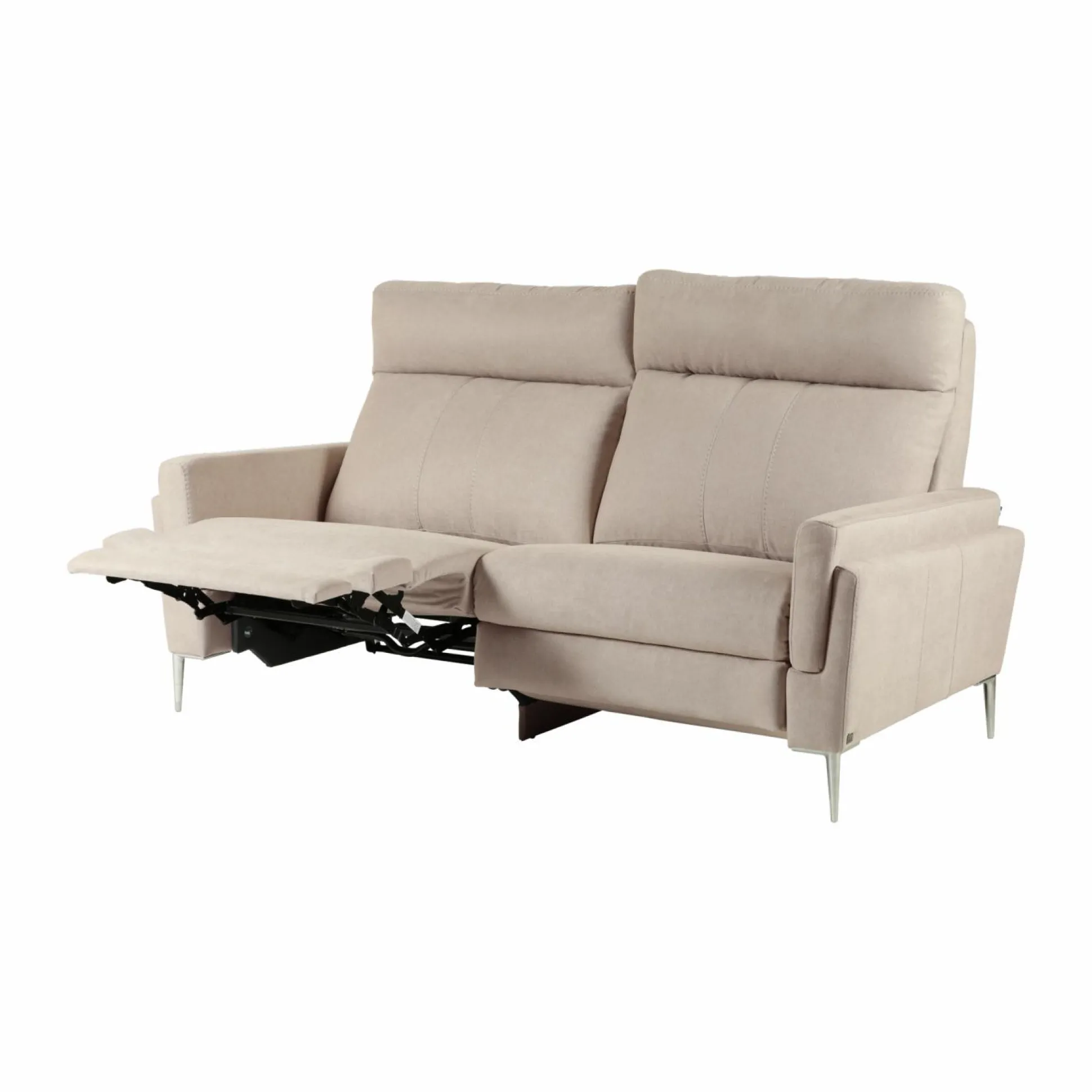 Canapé relax électrique tissu Boston - Naturel - 3 places - relax à gauche