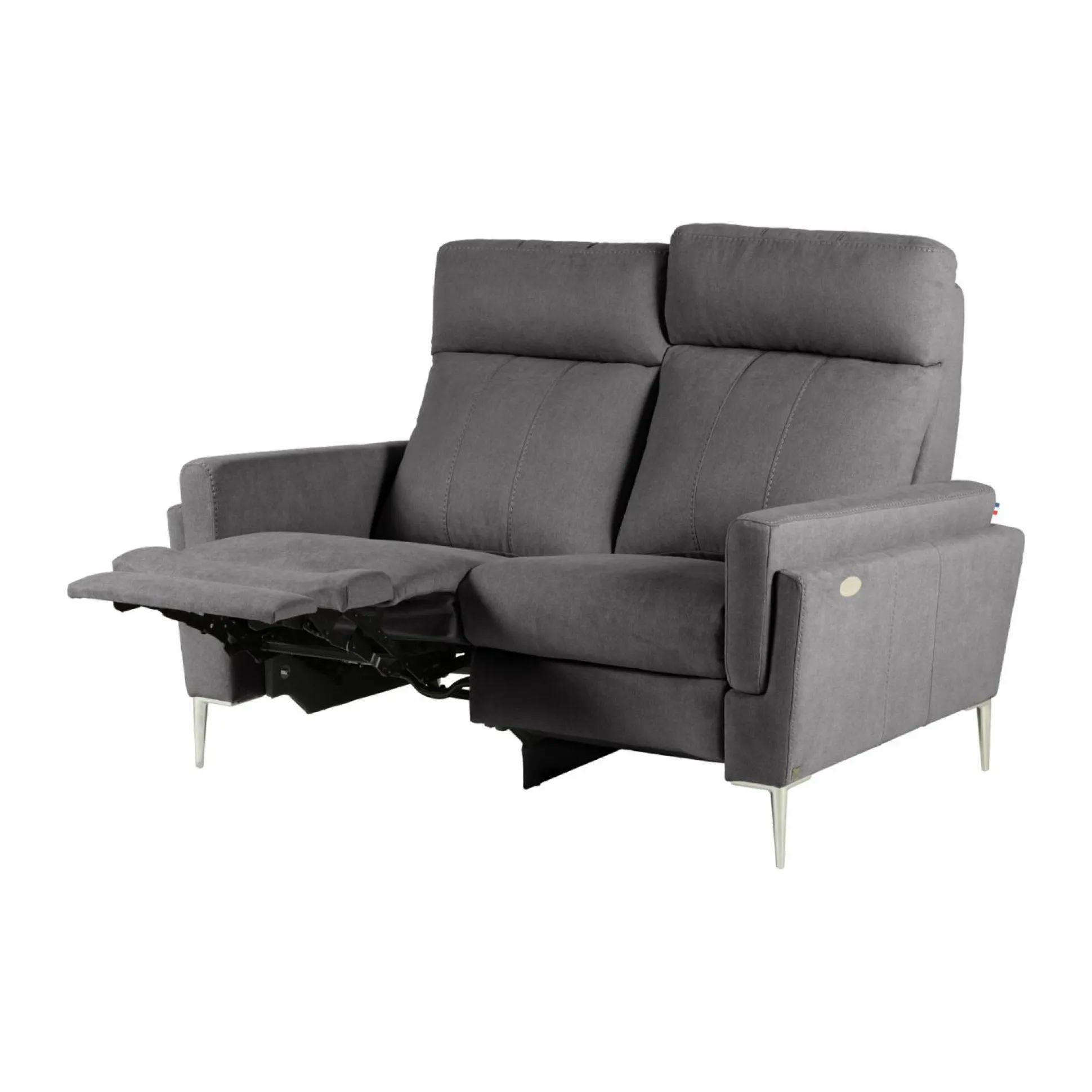 Canapé relax électrique tissu Boston - Ardoise - 2 places - relax à gauche