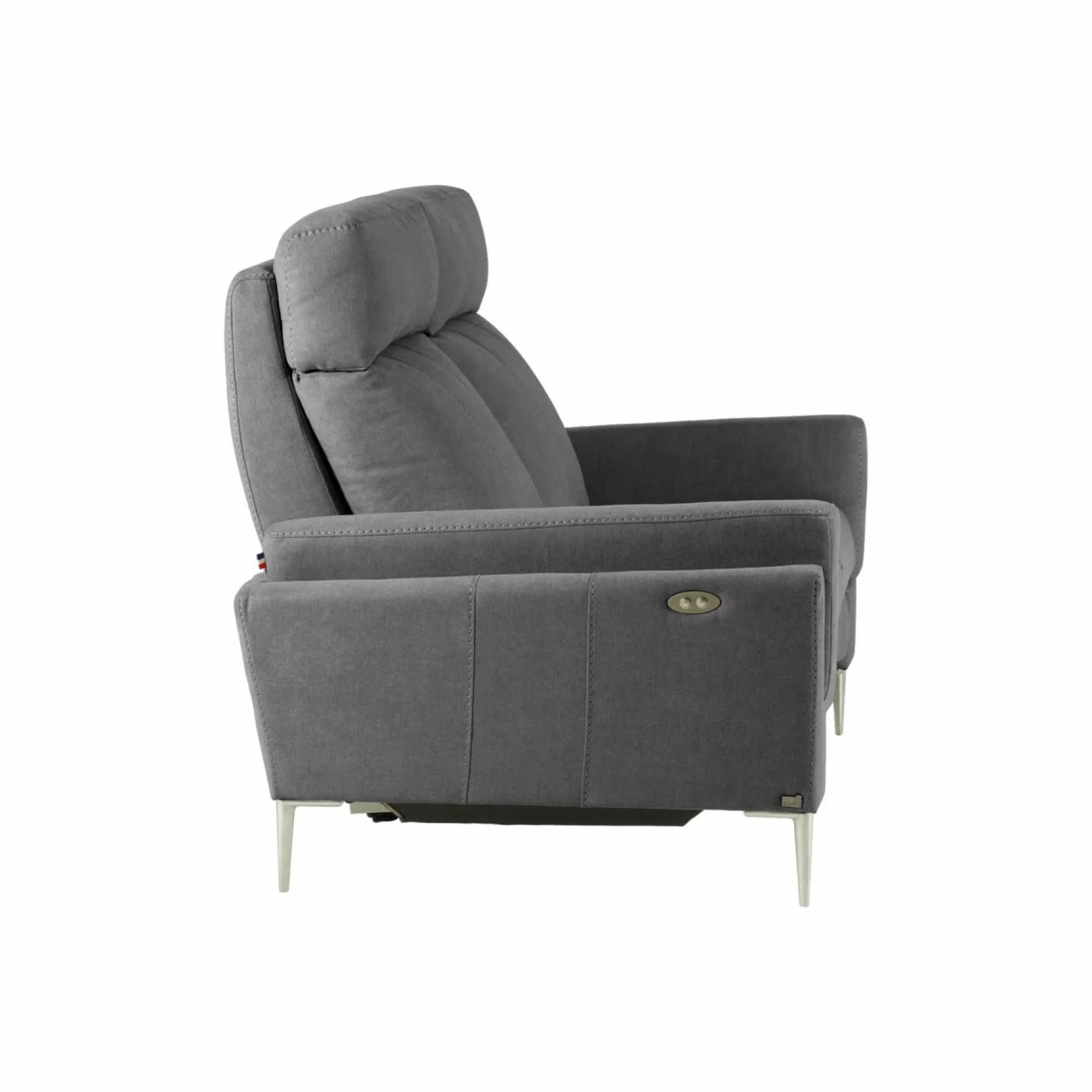 Canapé relax électrique tissu Boston - Ardoise - 2 places - relax à gauche