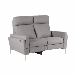 Canapé relax électrique tissu Boston - Gris Clair - 2 places - relax à gauche