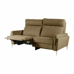 Canapé relax électrique tissu Boston - Kaki - 3 places - relax à gauche