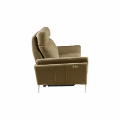 Canapé relax électrique tissu Boston - Kaki - 3 places - relax à gauche