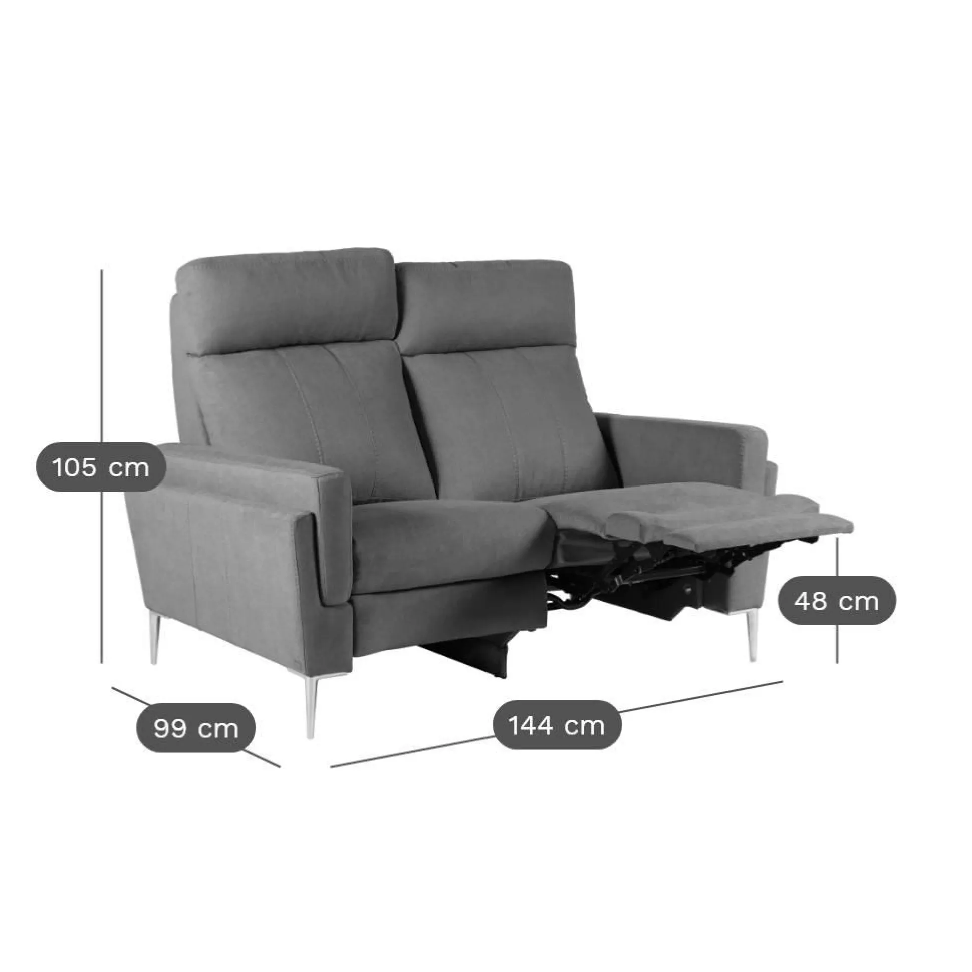 Canapé relax électrique tissu Boston - Bleu Jean - 2 places