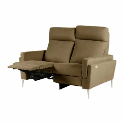 Canapé relax électrique tissu Boston - Kaki - 2 places - relax à gauche