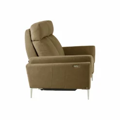 Canapé relax électrique tissu Boston - Kaki - 2 places - relax à gauche