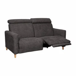 Canapé relax électrique tissu Chambord - Noir - Grand 2 places