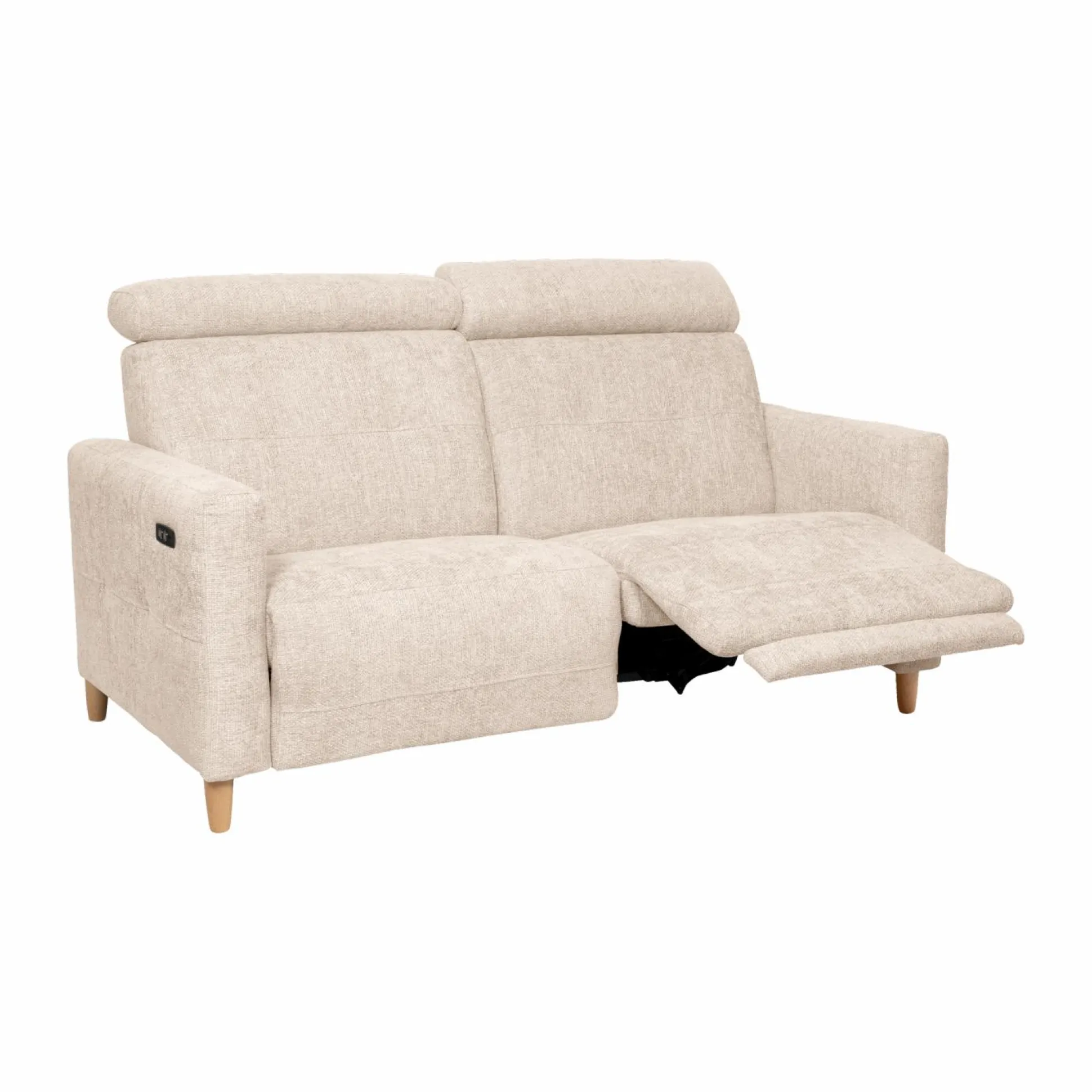 Canapé relax électrique tissu Chambord - Ivoire - Grand 2 places