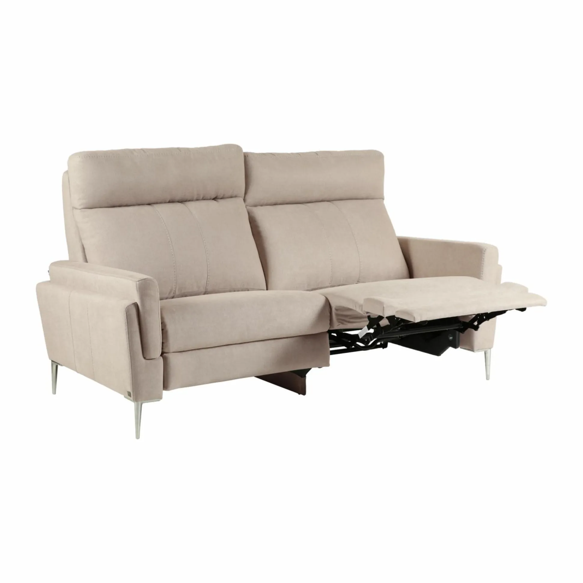 Canapé relax électrique tissu Boston - Naturel - 3 places - relax à droite