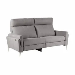 Canapé relax électrique tissu Boston - Gris Clair - 3 places - relax à gauche