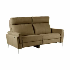 Canapé relax électrique tissu Boston - Kaki - 3 places
