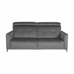 Canapé relax électrique velours Cheverny - Gris Anthracite - Grand 2 places