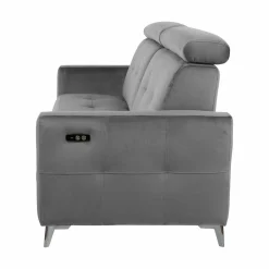 Canapé relax électrique velours Cheverny - Gris Anthracite - Grand 2 places