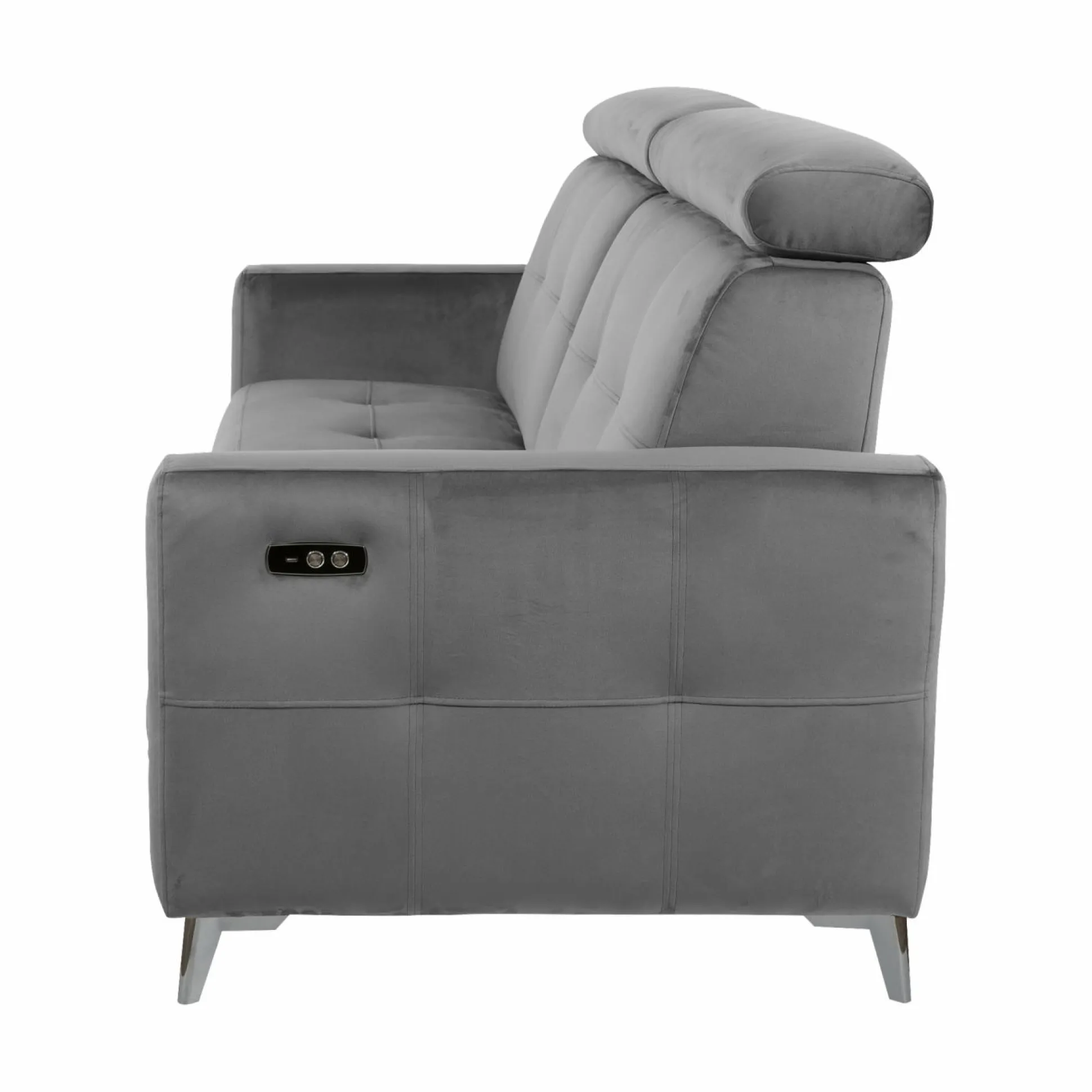 Canapé relax électrique velours Cheverny - Gris Anthracite - Grand 2 places
