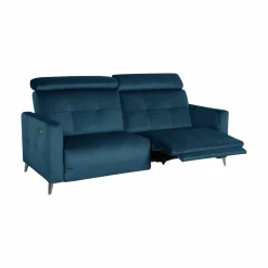 Canapé relax électrique velours Cheverny - Bleu Canard - 2 places