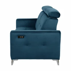 Canapé relax électrique velours Cheverny - Bleu Canard - 2 places