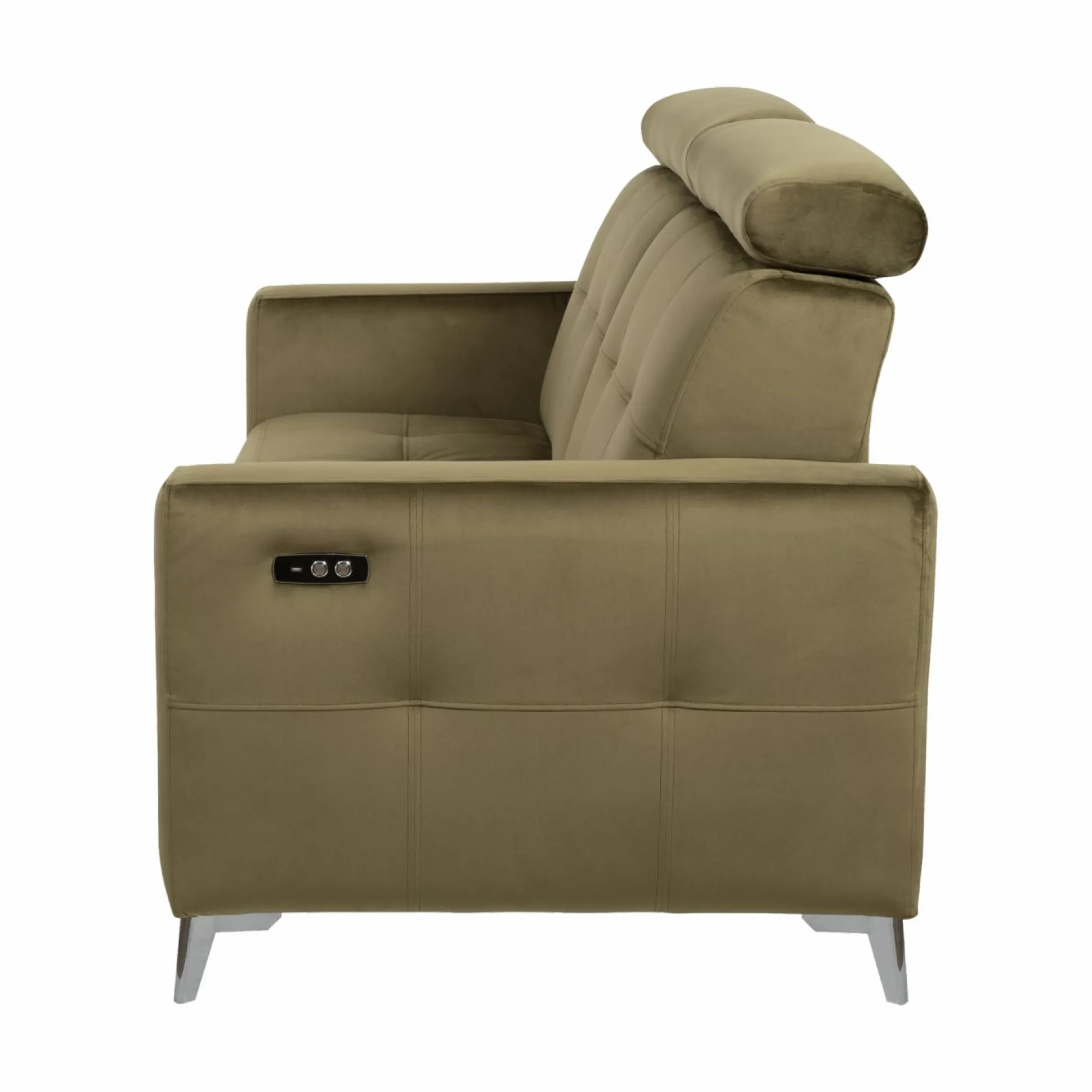 Canapé relax électrique velours Cheverny - Vert Kaki - 2 places