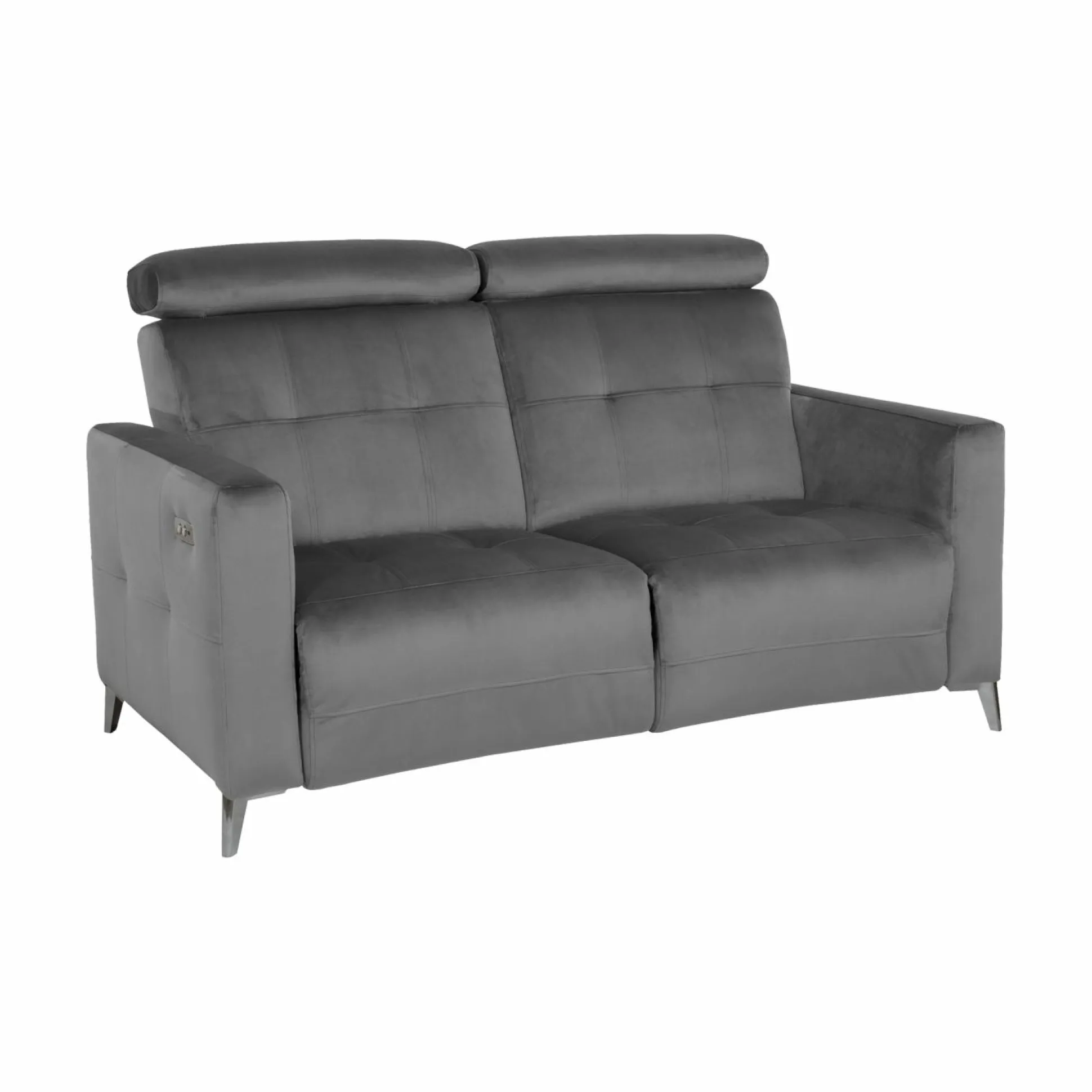 Canapé relax électrique velours Cheverny - Gris Anthracite - 2 places